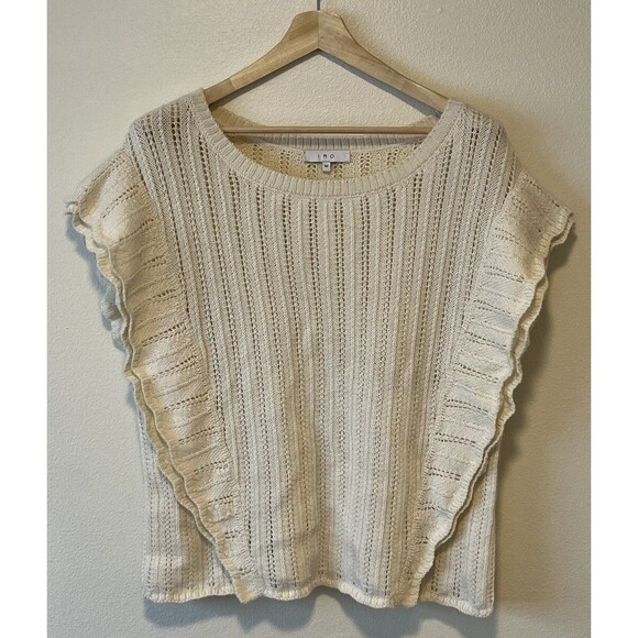 IRO Dafgan Alpaca Wool Blend Sweater Size Medium Cream Open Knit Country Cottage - Picture 1 of 7